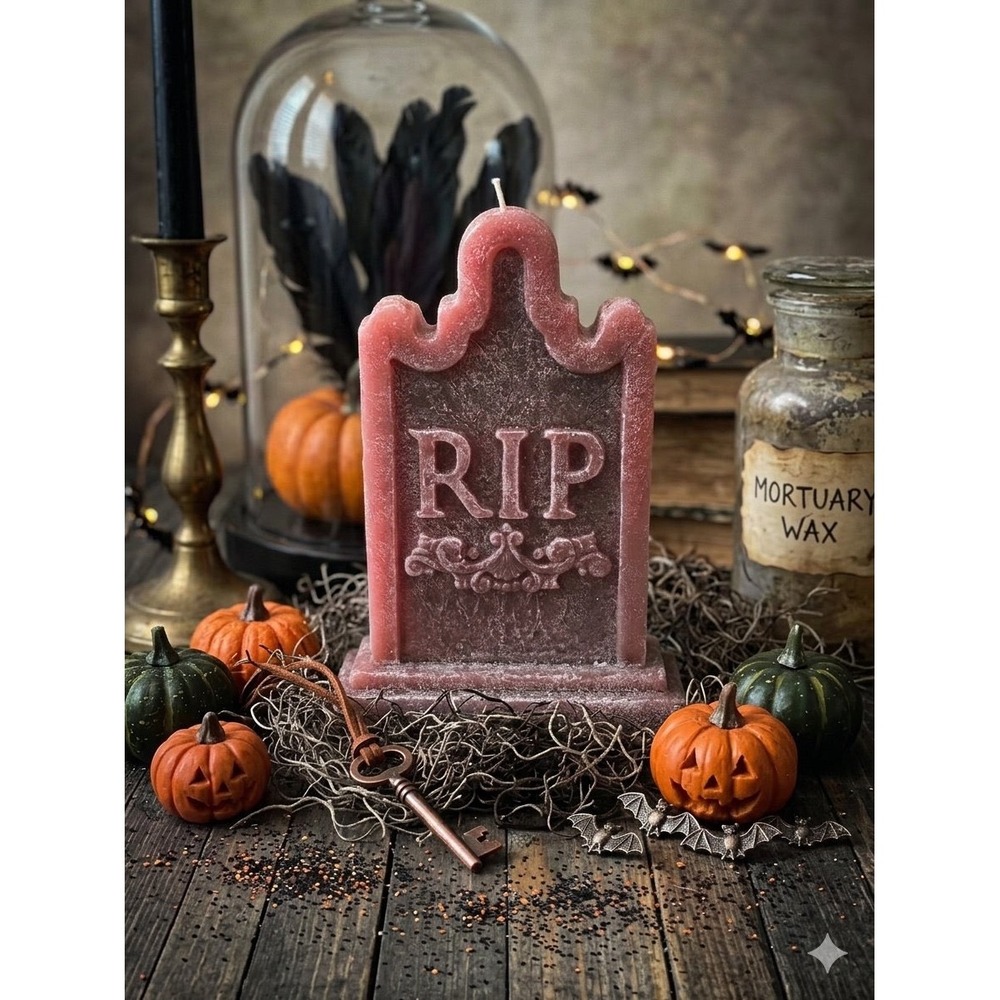 Illuminations 12" Color Changing Tombstone RIP Halloween Candle Goth Never Used